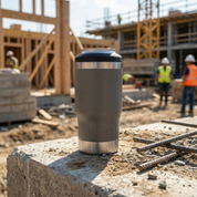 StubCup Grey stubby cooler coffee cup beer can bottle for outdoor use on construction sites