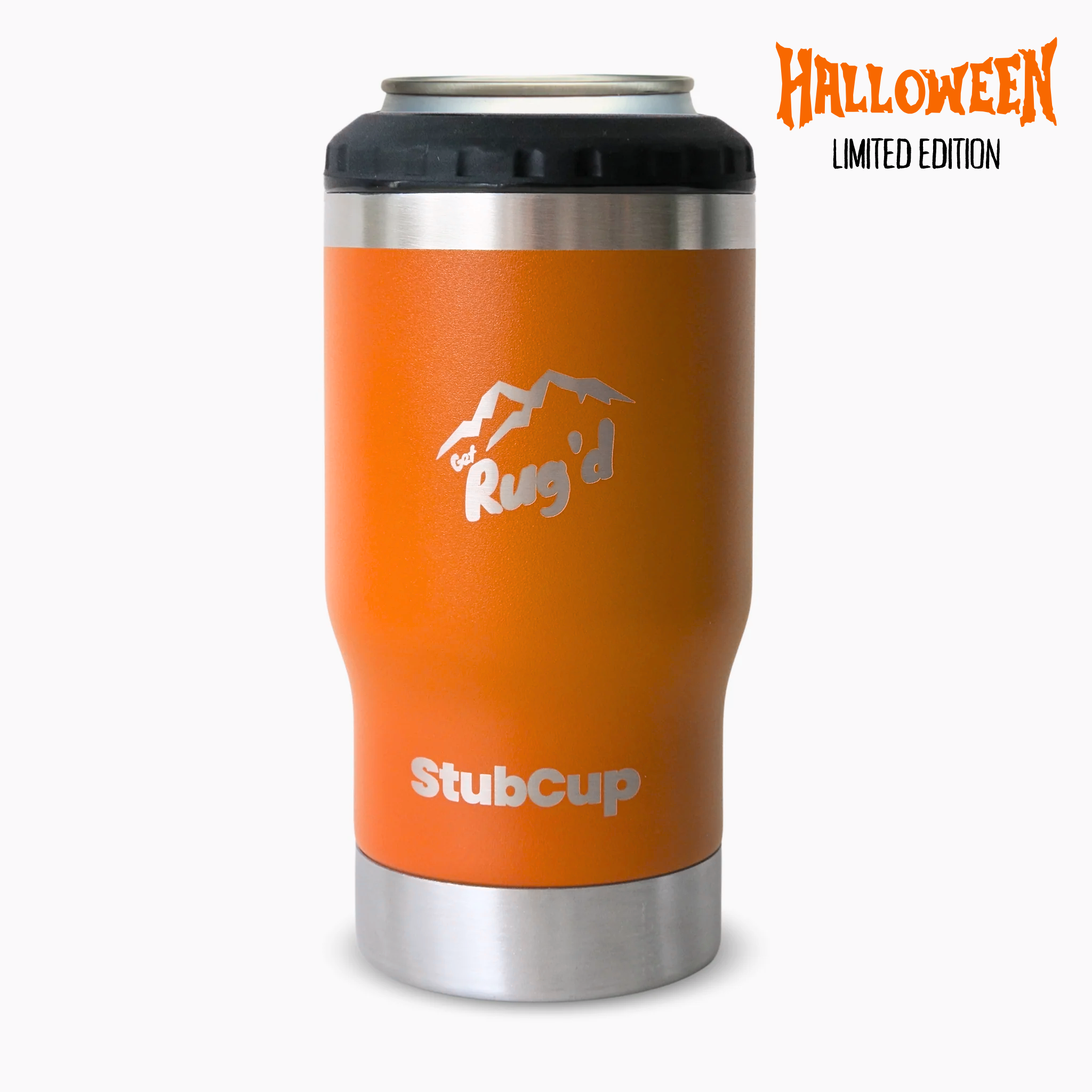Get Rug'd Limited Edition Orange StubCup with a stainless steel base for hot or cold beverages