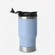 Get Rug'd StubCup insulated tumbler beer coffee in light blue with a black lid for hot and cold beverages