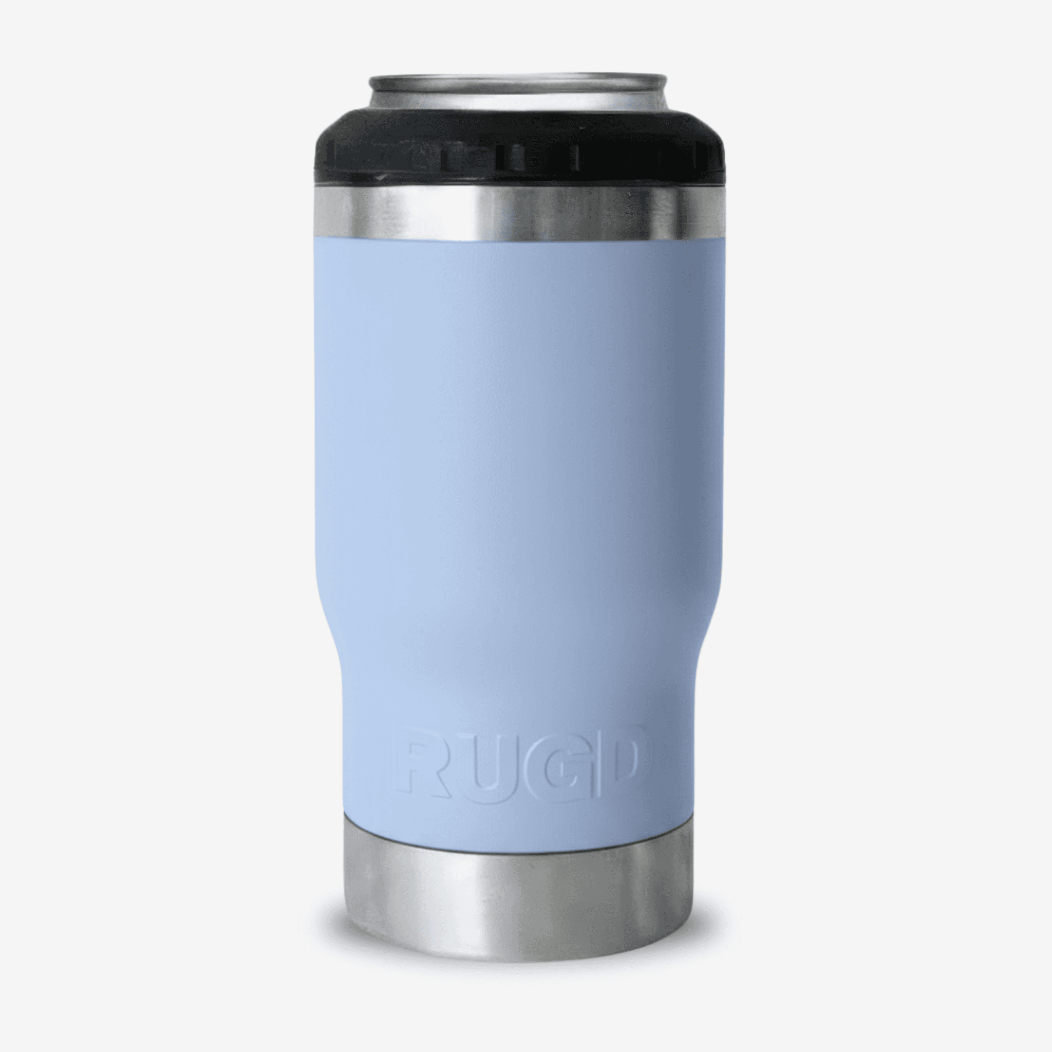 Get Rug'd StubCup insulated tumbler beer coffee in light blue with stainless steel bottom for versatile use