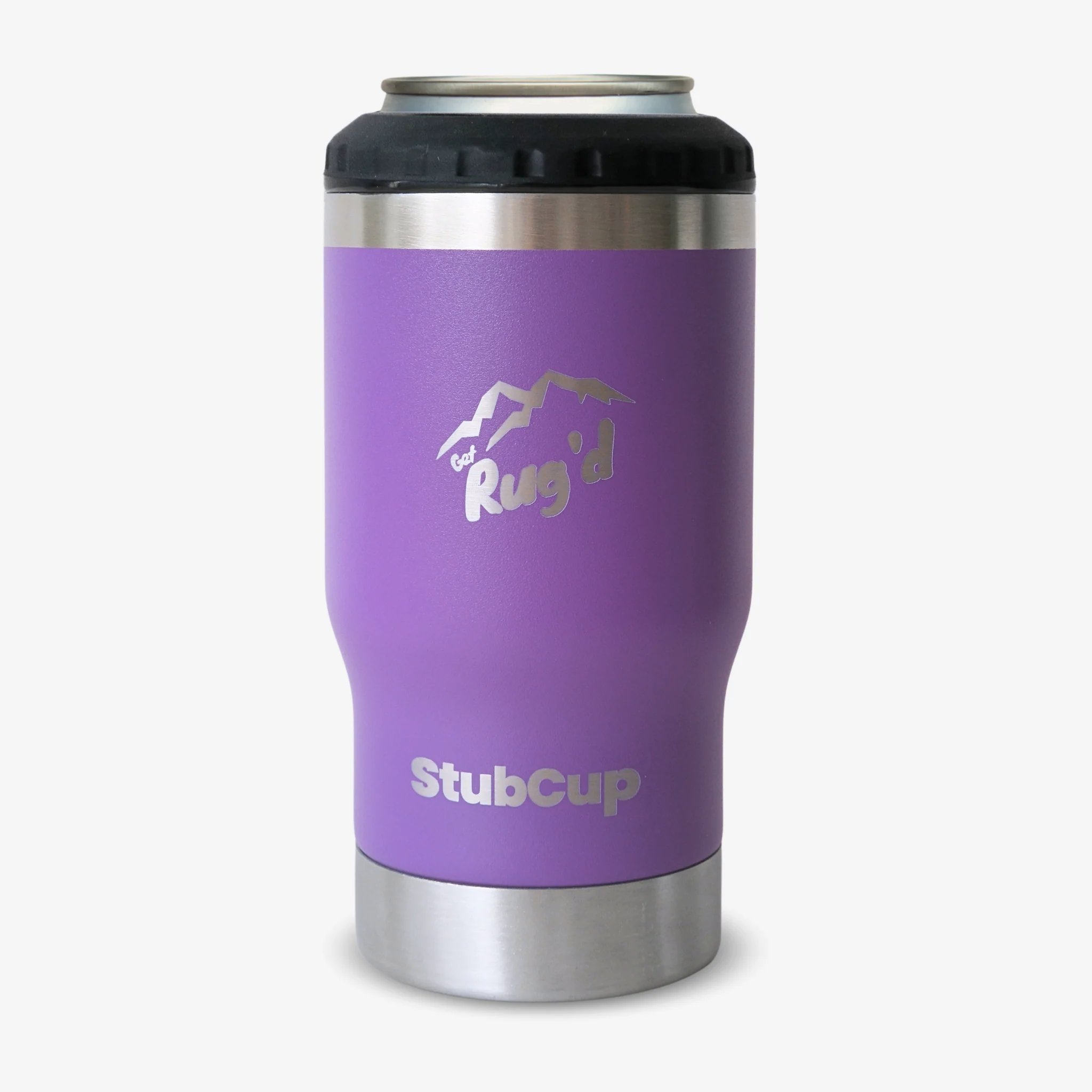 Get Rug'd purple StubCup insulated stainless steel cup with black lid for beverages