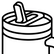 A minimalist black line icon representing a cylindrical container or dispenser with a handle and side loop, shown on a plain white background.